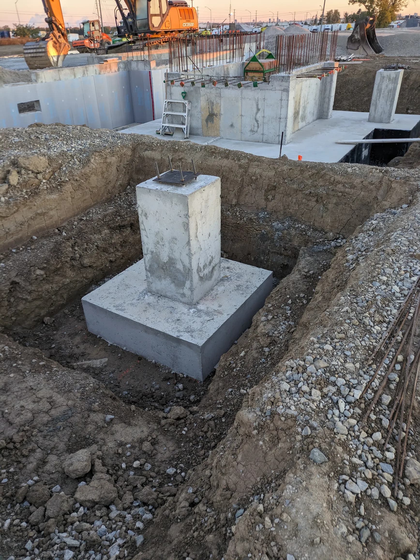 Foundation formwork at sunset